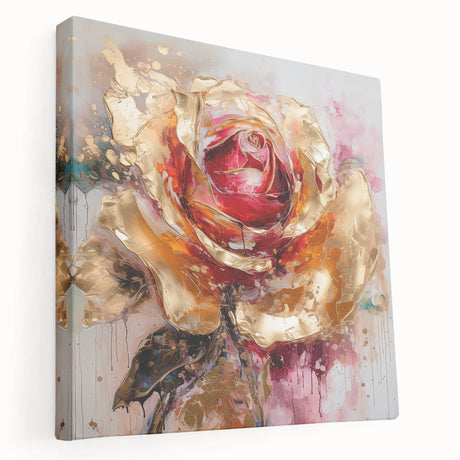 Stretched canvas wall art showcasing an abstract floral design in vibrant colors, perfect for modern home decor and artistic ambiance.