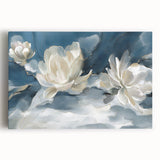 Vibrant abstract floral design stretched canvas wall art featuring colorful blooms and dynamic shapes, perfect for modern home decor.