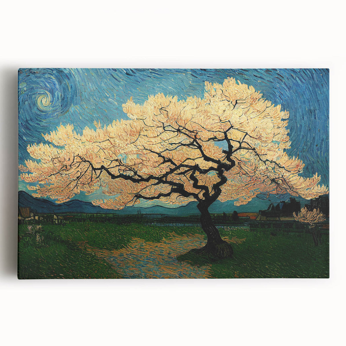 Vibrant abstract floral wall art design on stretched canvas, featuring bold colors and intricate patterns, perfect for modern home decor.