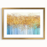 Abstract floral wall art design in a gold frame with mat, showcasing vibrant colors and elegant patterns, perfect for modern decor.