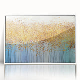 Framed abstract floral wall art design with vibrant colors and intricate details, displayed against a white background for a modern aesthetic.