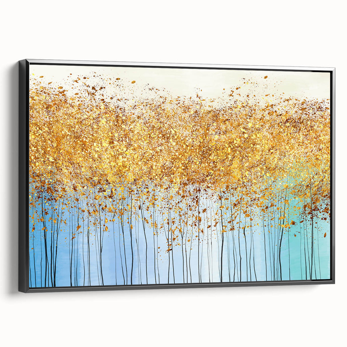 Framed abstract floral wall art featuring vibrant colors and intricate designs, set against a sleek black frame, ideal for modern decor.