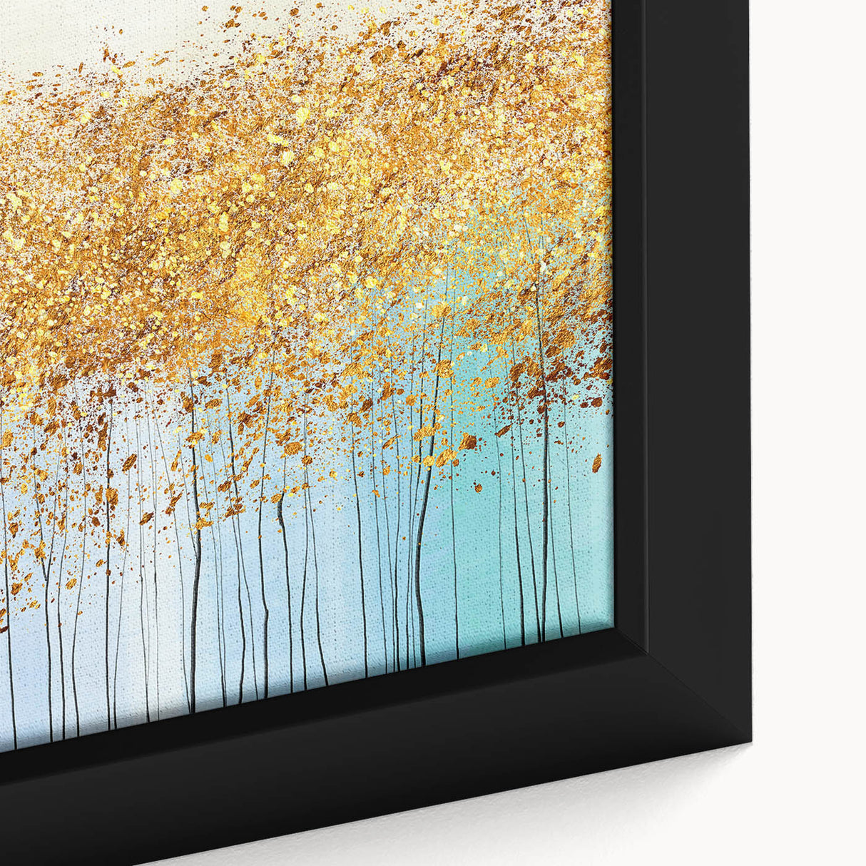Close-up of an abstract floral canvas wall art piece, showcasing vibrant colors and intricate details, elegantly framed for home decor.
