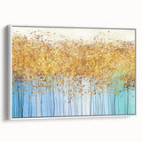 Framed wall art showcasing an abstract floral design in vibrant colors, presented in a sleek white frame, perfect for modern decor.