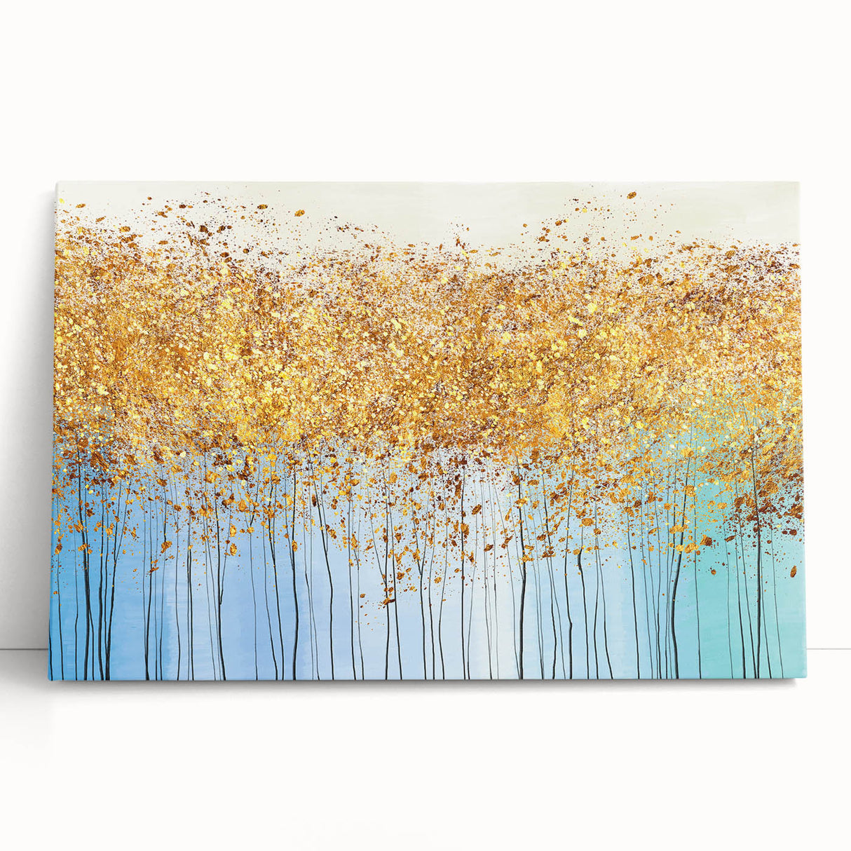 Abstract floral wall art design on stretched canvas, showcasing vibrant colors and intricate patterns, perfect for modern home decor.