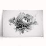 Abstract floral wall art design on stretched canvas, showcasing vibrant colors and delicate brush strokes, perfect for modern home decor.