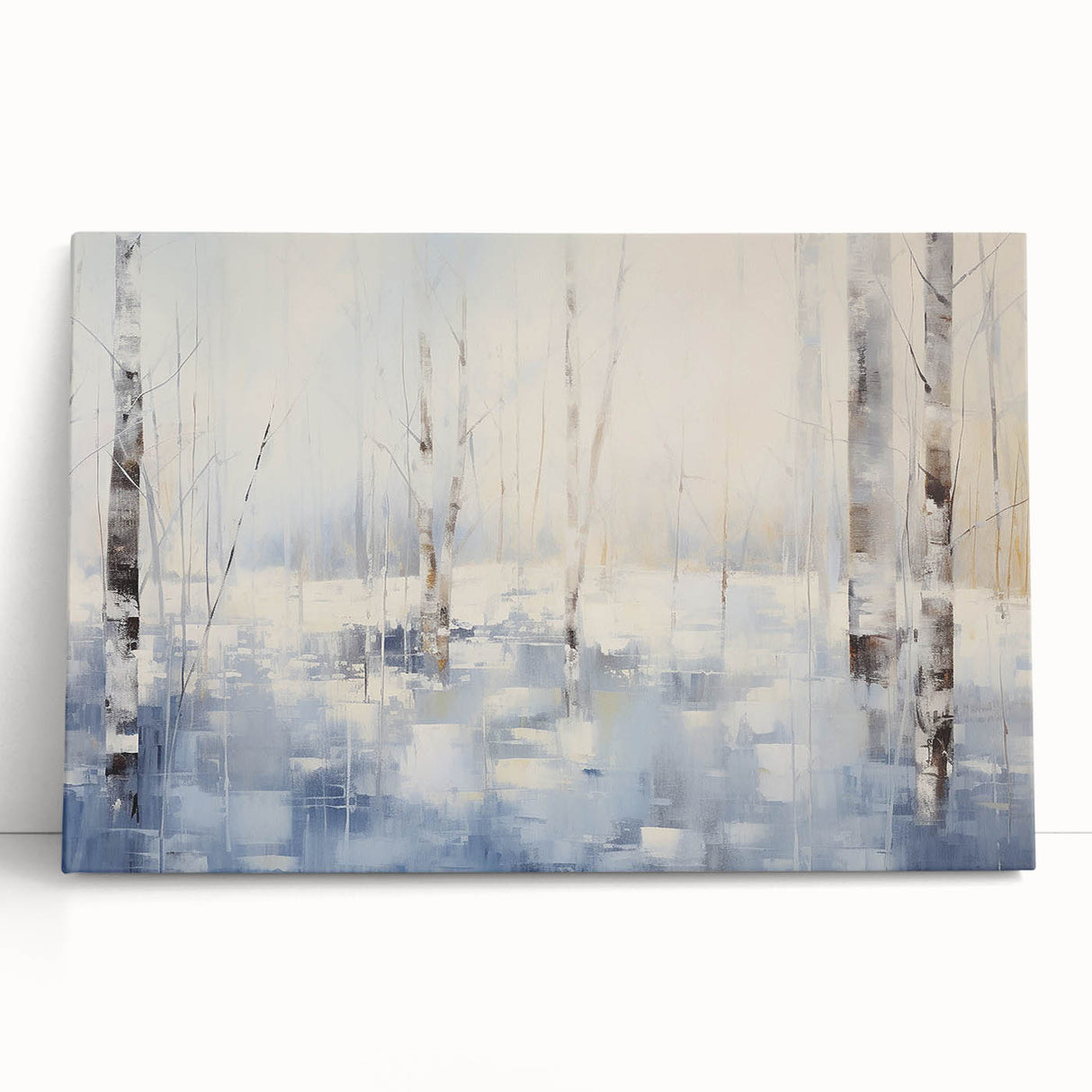 Abstract landscape wall art collection showcasing vibrant colors and fluid shapes on stretched canvas, ideal for modern home decor.