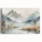 Abstract landscape wall art design featuring vibrant colors and fluid shapes, stretched on canvas for modern home decor. Perfect for enhancing living spaces.