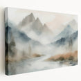 Vibrant abstract landscape wall art collection on stretched canvas, showcasing rich colors and fluid forms, ideal for modern home decor.