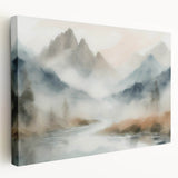 Vibrant abstract landscape wall art collection on stretched canvas, showcasing rich colors and fluid forms, ideal for modern home decor.