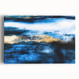 Stretched canvas wall art showcasing a vibrant abstract landscape with bold colors and fluid shapes, ideal for modern home decor.