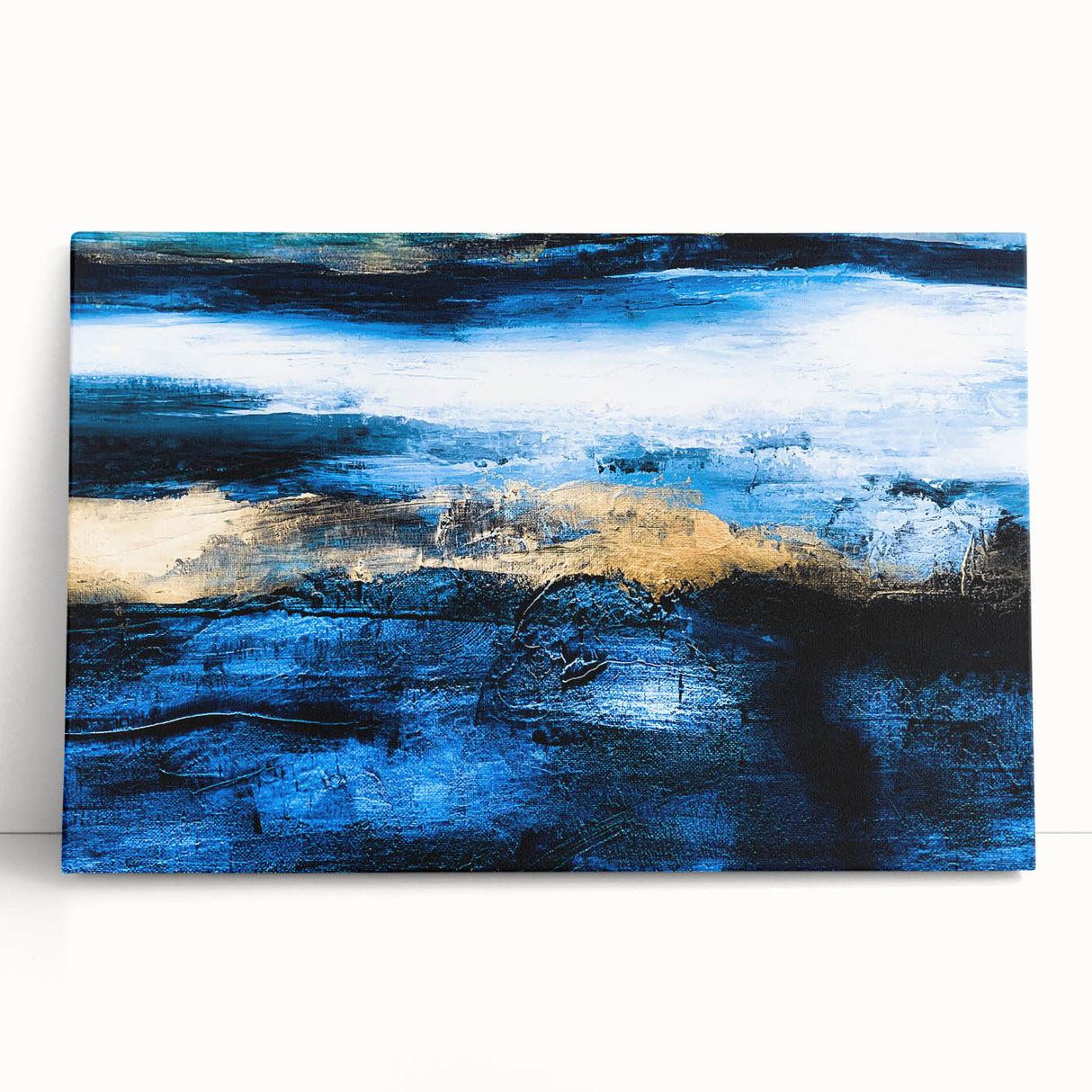 Abstract landscape wall art collection showcasing vibrant colors and dynamic shapes on stretched canvas, perfect for modern home decor.
