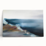 Abstract landscape wall art design showcasing vibrant colors and fluid shapes on a stretched canvas, perfect for modern home decor.