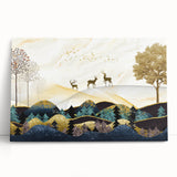 Stretched canvas wall art showcasing an abstract landscape design with vibrant colors and fluid shapes, perfect for modern home decor.