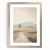 Abstract landscape wall art collection framed in silver with a mat, showcasing a modern design that adds elegance to any living space.