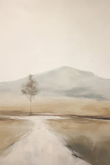 Abstract landscape wall art collection showcasing vibrant hues of blue, green, and orange, designed to enhance modern home decor with a serene, artistic touch.