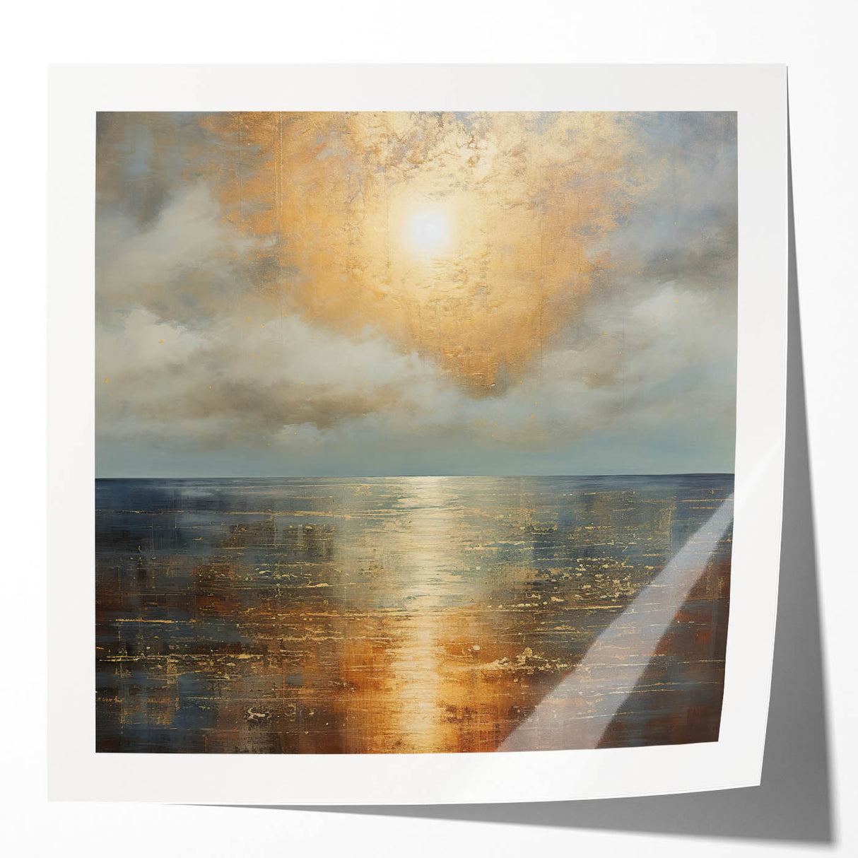 Abstract Nature Prints - Golden Sunset Over Calm Sea Wall Art