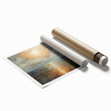 Abstract Nature Prints - Golden Sunset Over Calm Sea Wall Art