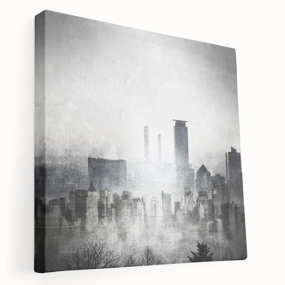 Stretched canvas wall art showcasing an abstract landscape design with vibrant colors and textured details, ideal for modern home decor.