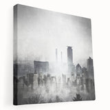 Stretched canvas wall art showcasing an abstract landscape design with vibrant colors and textured details, ideal for modern home decor.