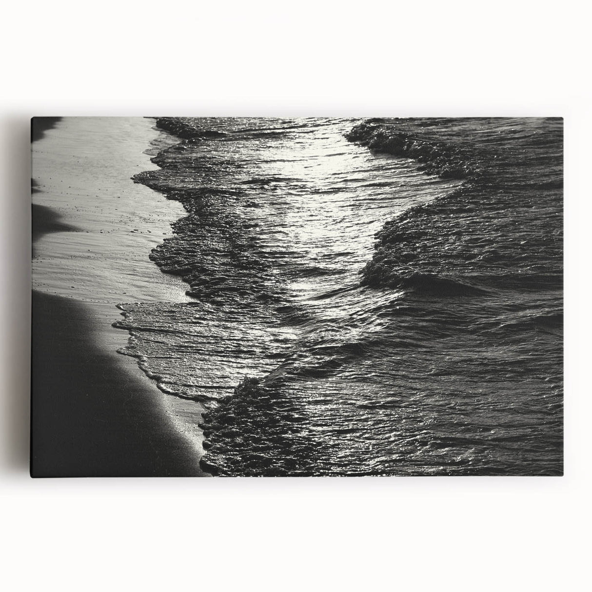 Vibrant abstract landscape wall art design on stretched canvas, showcasing rich colors and fluid shapes, perfect for modern home decor.
