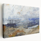 Stretched canvas wall art showcasing an abstract landscape design with vibrant colors and fluid shapes, perfect for modern home decor.