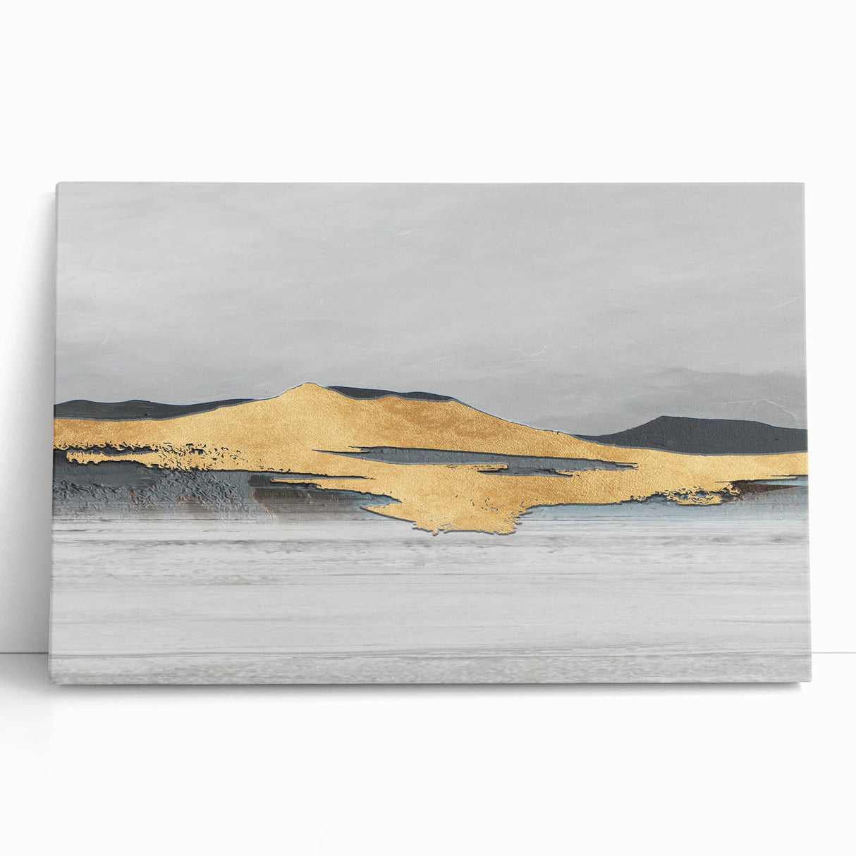 Stretched canvas wall art featuring an abstract landscape design with vibrant colors, perfect for modern home decor. Ideal for adding a contemporary touch to living spaces.