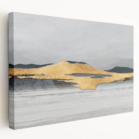 Abstract landscape wall art piece showcasing vibrant colors and fluid shapes on a stretched canvas, ideal for modern home decor.