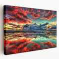 Stretched canvas wall art showcasing an abstract landscape design with vibrant colors and fluid shapes, perfect for modern home decor.