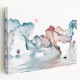 Stretched canvas wall art showcasing an abstract landscape design with vibrant colors, ideal for modern home decor and artistic interiors.
