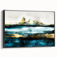 Framed abstract landscape wall art collection featuring vibrant colors and dynamic patterns, showcasing a contemporary black frame.