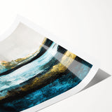 Abstract landscape wall art print showcasing vibrant colors and fluid shapes, rolled for easy framing and display in modern decor.