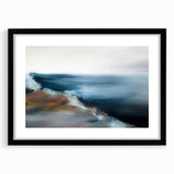Framed abstract landscape wall art featuring a black mat and sleek border, showcasing vibrant colors and modern design elements for home decor.