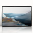 Framed abstract landscape wall art in a sleek black frame, showcasing vibrant colors and dynamic shapes, perfect for modern home decor.
