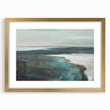 Framed abstract landscape wall art design showcasing vibrant colors and textures, set in a sleek gold frame with a white mat for an elegant display.