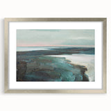 Framed abstract landscape wall art in silver matting, showcasing vibrant colors and fluid designs, perfect for modern home decor.