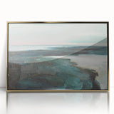Framed abstract landscape wall art piece showcasing vibrant colors and gold accents, designed to enhance modern home decor aesthetics.