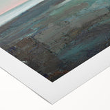 Vibrant abstract landscape wall art on rolled canvas, showcasing bold colors and fluid shapes, perfect for modern home decor.