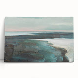 Abstract landscape wall art design on stretched canvas, featuring vibrant colors and fluid shapes, ideal for modern home decor.