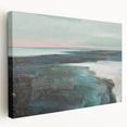 Abstract landscape canvas wall art featuring vibrant colors and fluid designs, presented in a side view to showcase its stretched edges and depth.