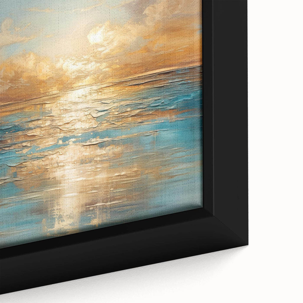 Close-up of an abstract landscape wall art collection, showcasing vibrant colors and textures in a framed canvas design, perfect for modern decor.