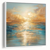 Framed abstract landscape wall art collection showcasing vibrant colors and textured designs, displayed in a sleek white frame, side view.