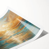 Abstract landscape wall art print showcasing vibrant colors and flowing shapes, perfect for modern home decor, rolled for easy framing.