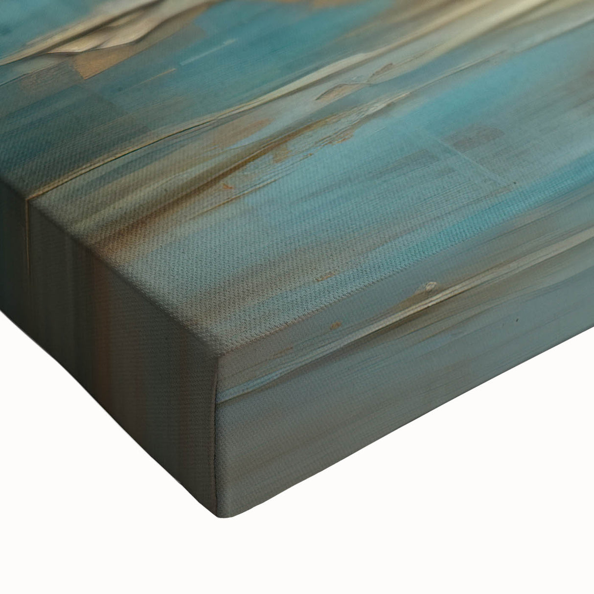Close-up of an abstract landscape canvas art piece showcasing vibrant colors and intricate brush strokes, perfect for modern decor.