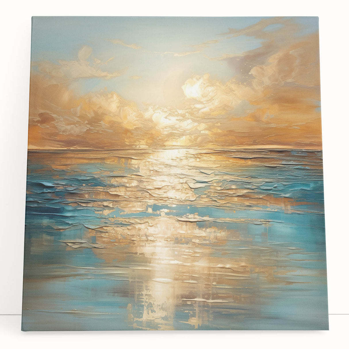 Vibrant abstract landscape wall art on stretched canvas, featuring rich colors and fluid shapes, perfect for modern home decor.