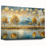 Abstract landscape wall art collection displayed in sleek acrylic glass, showcasing vibrant colors and fluid shapes, perfect for modern decor.