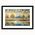 Framed abstract landscape wall art design showcasing vibrant colors and textures, set in a sleek black frame with a mat for an elegant display.