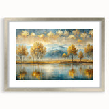 Framed abstract landscape wall art collection featuring silver matting and a sleek design, perfect for modern home decor accents.