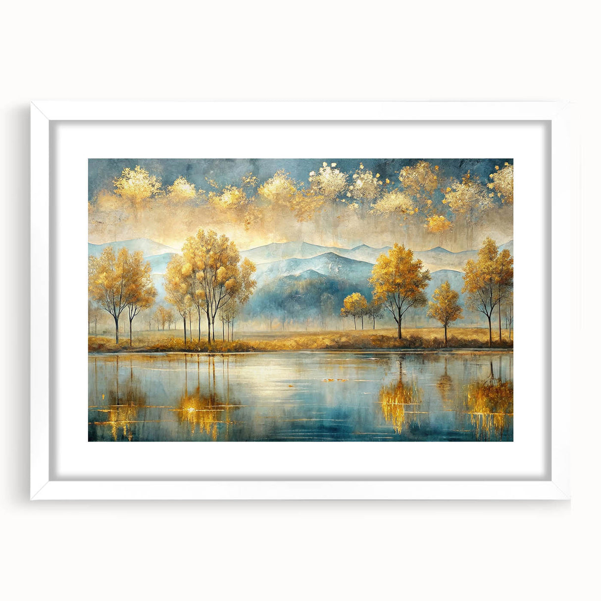 Abstract landscape wall art collection featuring a framed design with a white mat, showcasing vibrant colors and modern aesthetics for home decor.