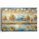 Vibrant abstract landscape wall art collection on stretched canvas, showcasing colorful layers and textures, perfect for modern home decor.